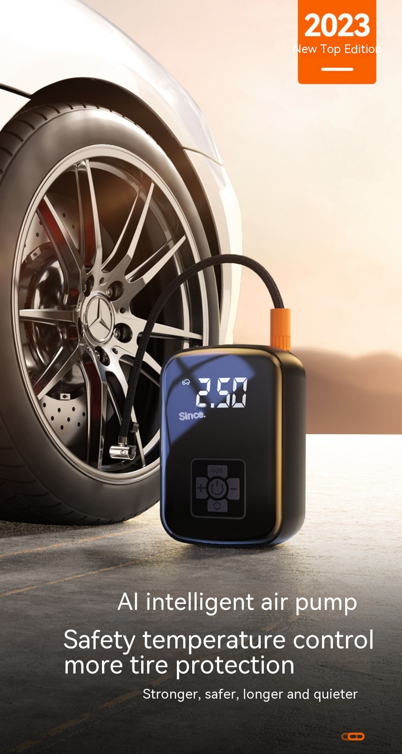 Portable Car Air Inflator | 100W Wireless | Digital Pressure Gauge | USB-C Charging | Tires, Bikes & More