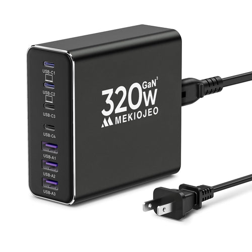 320W GaN USB-C Charging Station – 7-Port Fast Charger for Laptops & Devices
