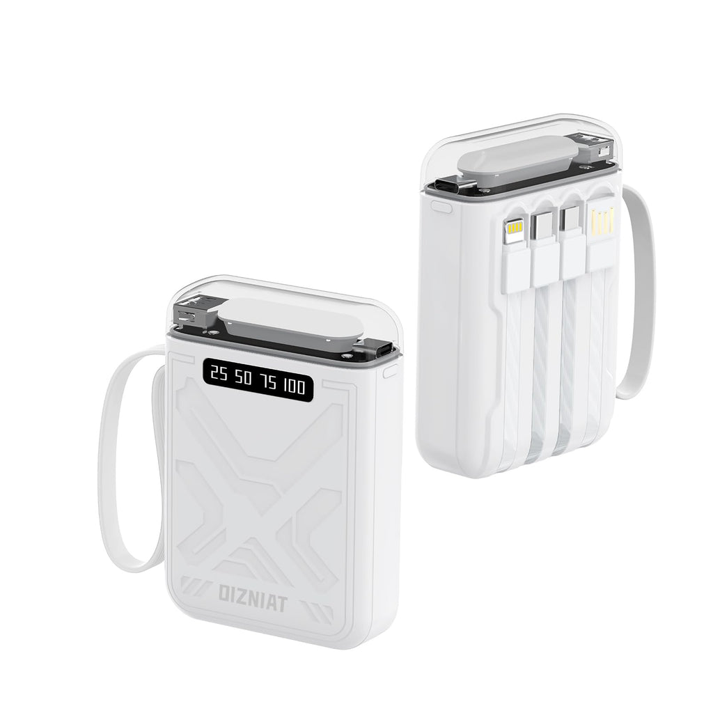OIZNIAT Portable Charger with Built in Cables & Lighting 10000mAh 22.5W Power Bank 5 Outputs 2 Inputs Mini Travel Essentials Battery Pack Compatible with iPhone 15 14 Samsung S22 Google Pixel iPad