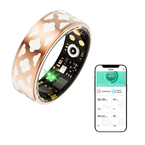 MERNEUO Enamel Smart Ring | Sleep, Heart Rate & Blood Oxygen Tracker | IP68 | Titanium | Unisex