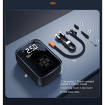 Portable Car Air Inflator | 100W Wireless | Digital Pressure Gauge | USB-C Charging | Tires, Bikes & More