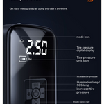 Portable Car Air Inflator | 100W Wireless | Digital Pressure Gauge | USB-C Charging | Tires, Bikes & More