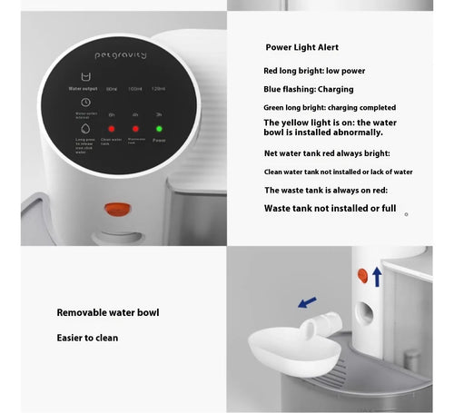 Cordless Pet Water Fountain | Rechargeable | Smart Low-Water Alerts | Quiet & Easy to Clean