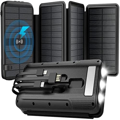 43800mAh Solar Power Bank | QC3.0 Fast Charge | 10W Wireless | 4 Solar Panels | 680-Lumen Flashlight | IP67