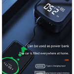 Portable Car Air Inflator | 100W Wireless | Digital Pressure Gauge | USB-C Charging | Tires, Bikes & More